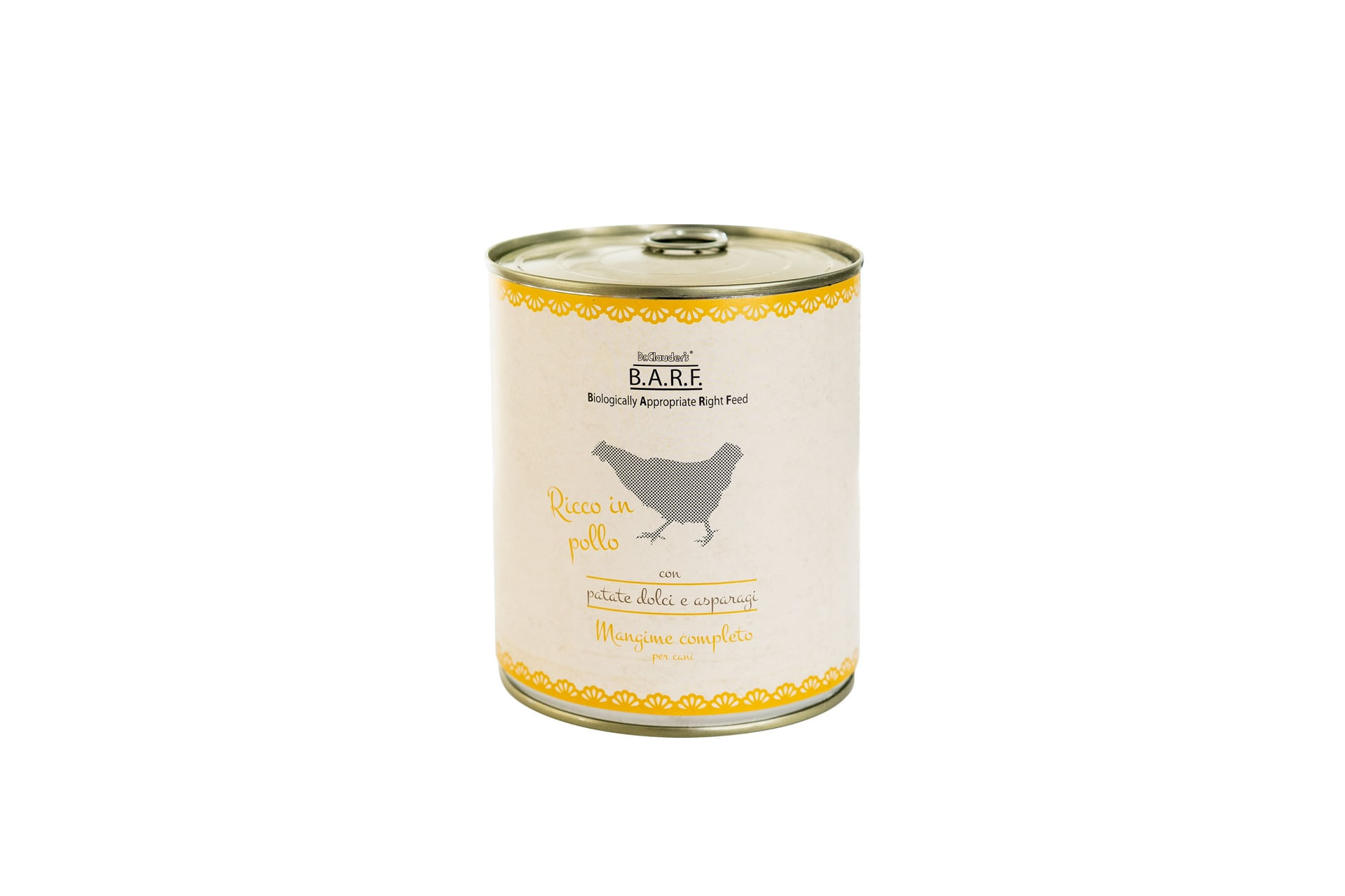 Dr.Clauder's B.A.R.F. Mangine Completo Dog Lattina 800G POLLO CON PATATI DOLCI E ASPARAGI
