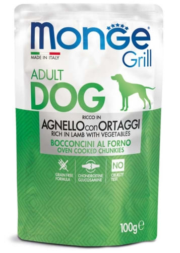 Monge Grill Dog Adult Bocconcini Busta 100G AGNELLO E ORTAGGI