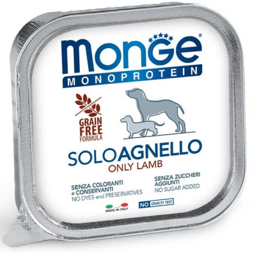 Monge Monoprotein SOLO Vaschetta Multipack 24x150G AGNELLO