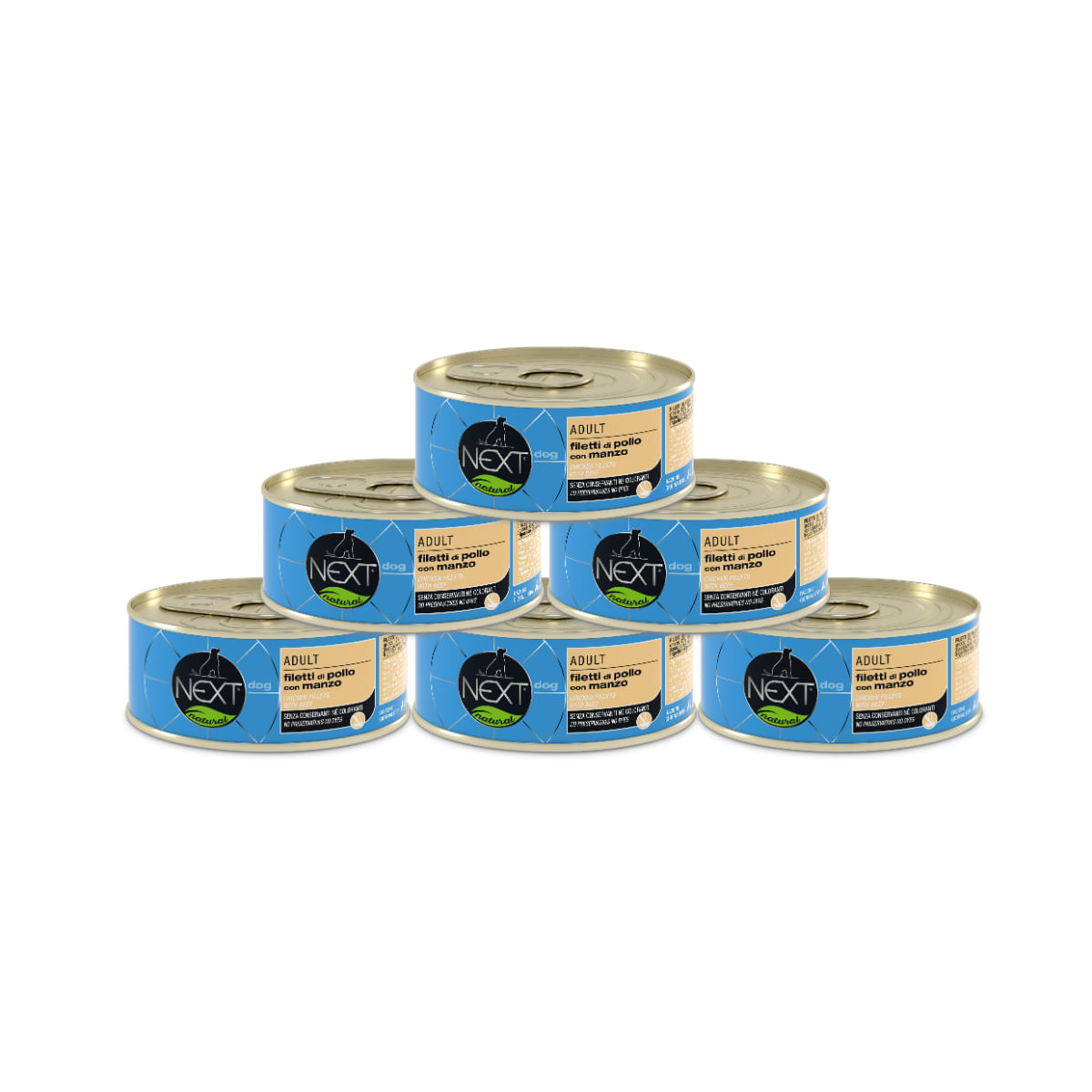 Next Natural Dog Lattina Multipack 6x90G FILETTI DI POLLO CON MANZO