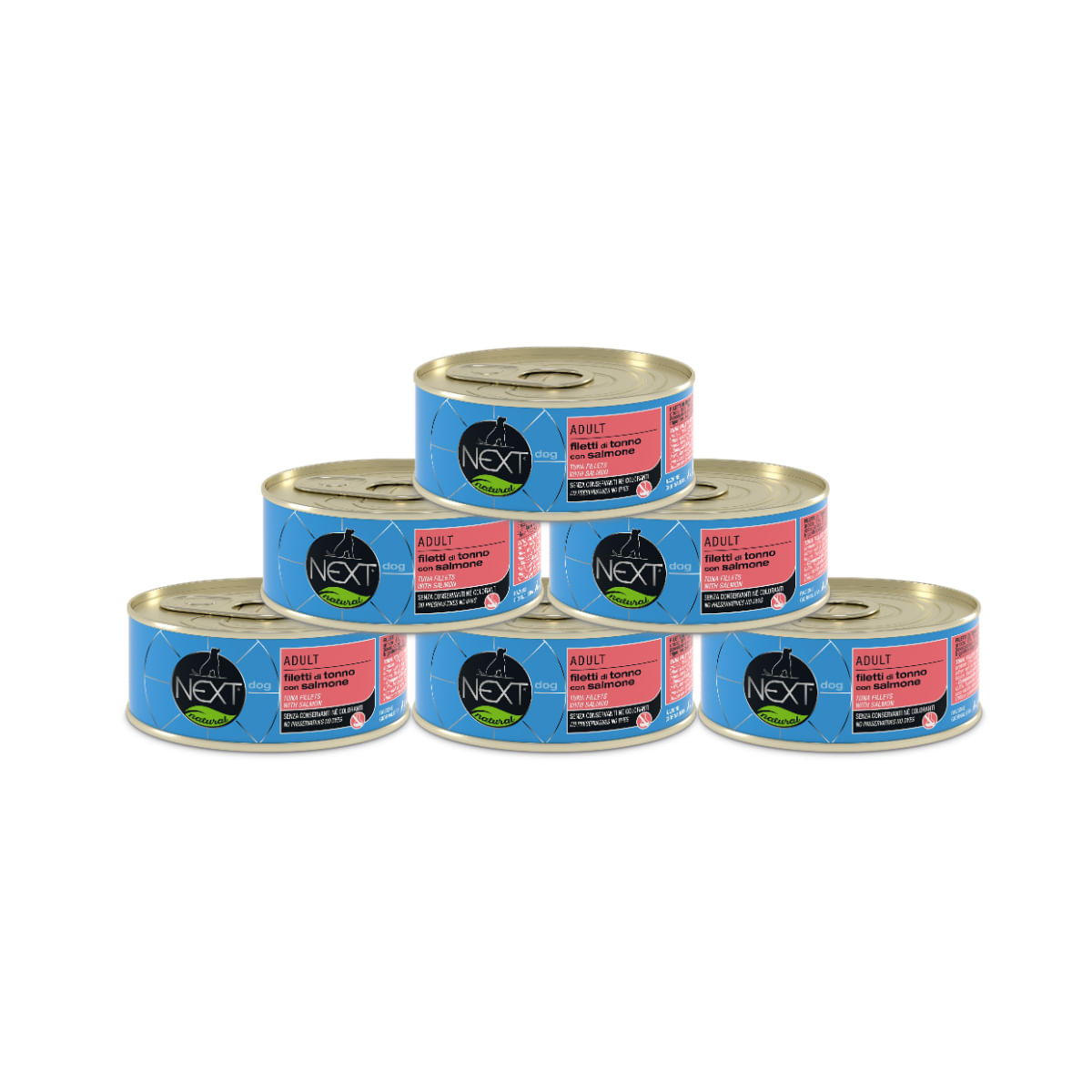 Next Natural Dog Lattina Multipack 6x90G FILETTI DI TONNO CON SALMONE