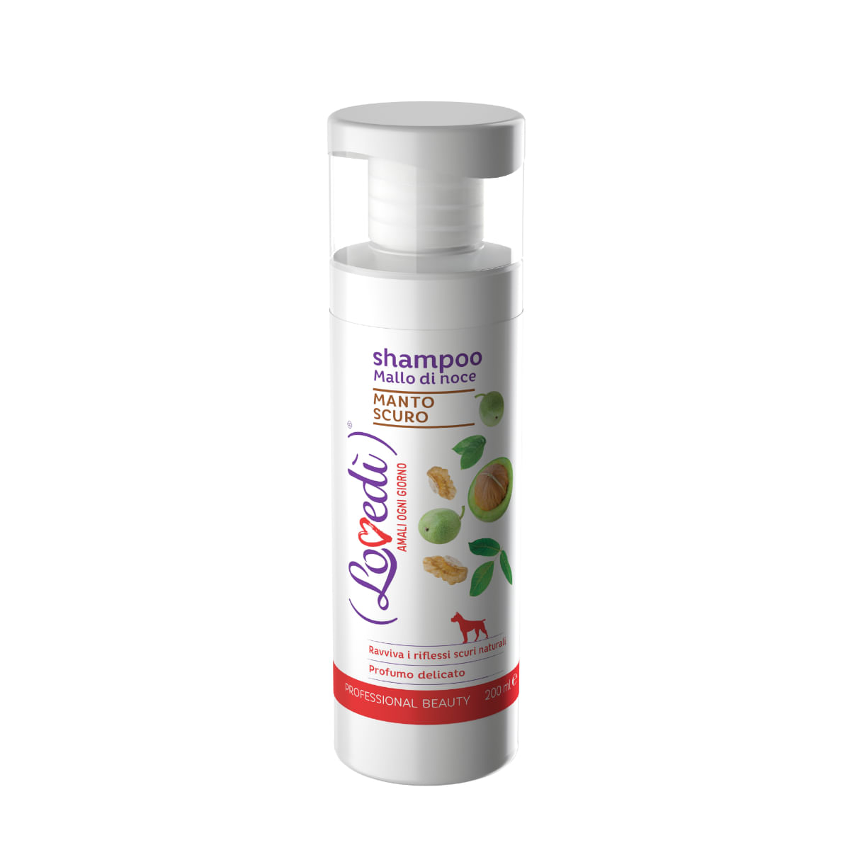 Lovedì Cane Manto Scuro Shampoo con Mallo di Noce