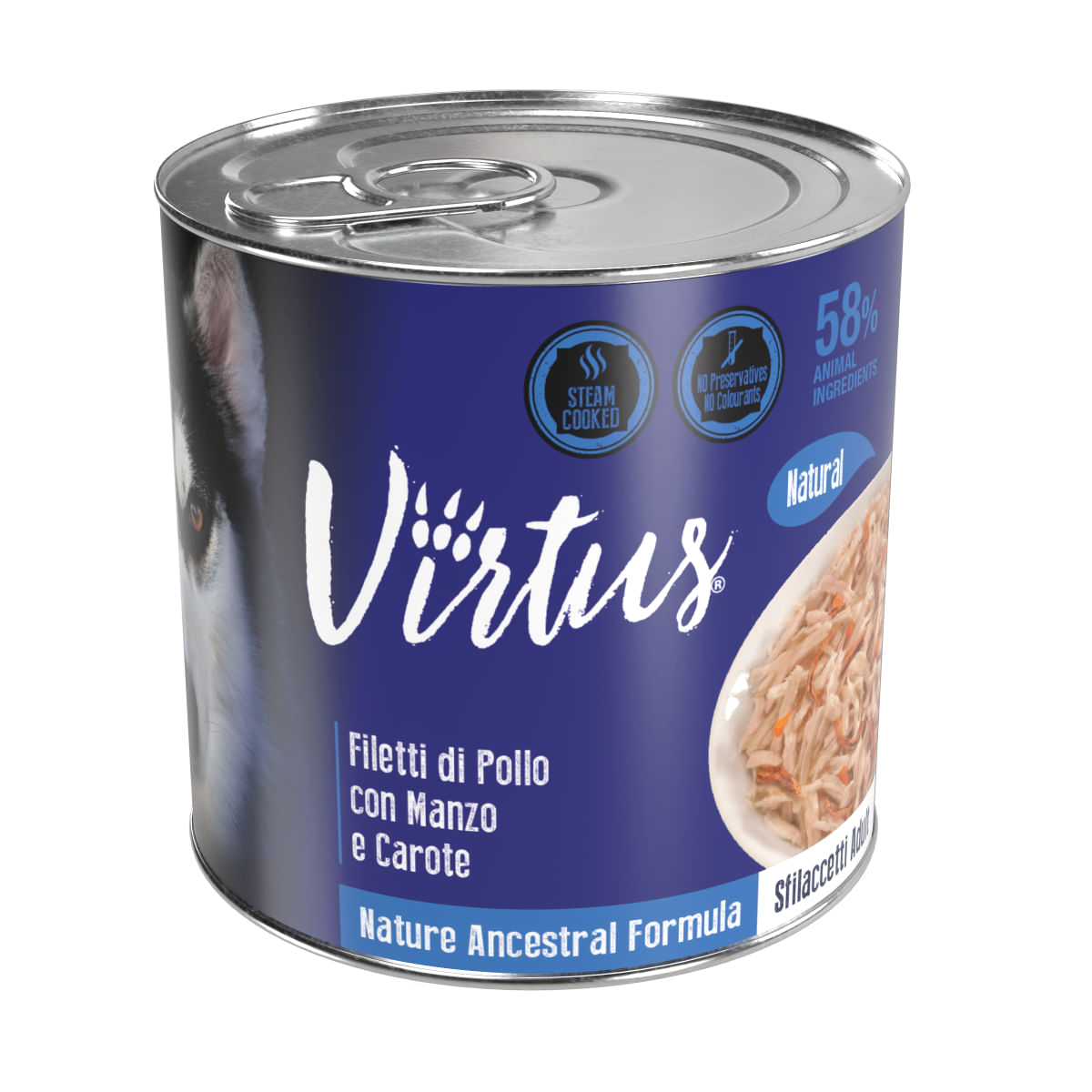 Virtus Natural Dog Lattina Multipack 24x280G POLLO CON MANZO E CAROTE