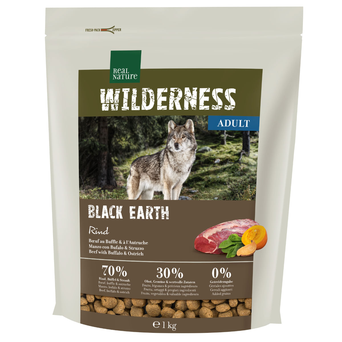 Real Nature Dog Wilderness Black Earth Adult Manzo 1KG
