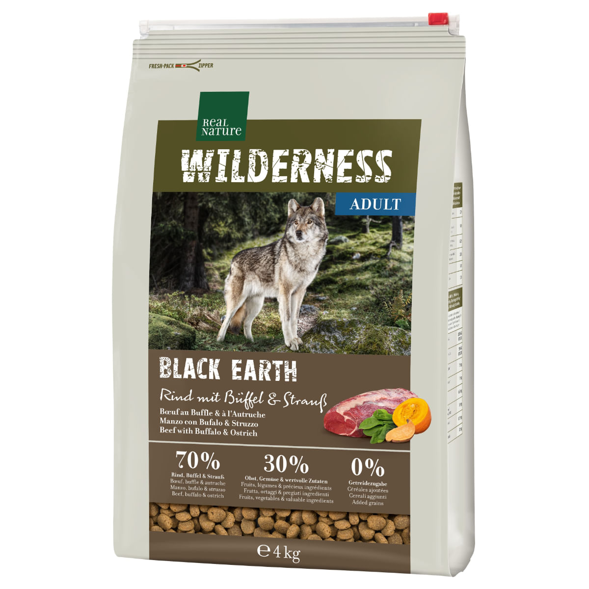 Real Nature Dog Wilderness Black Earth Adult Manzo 4KG