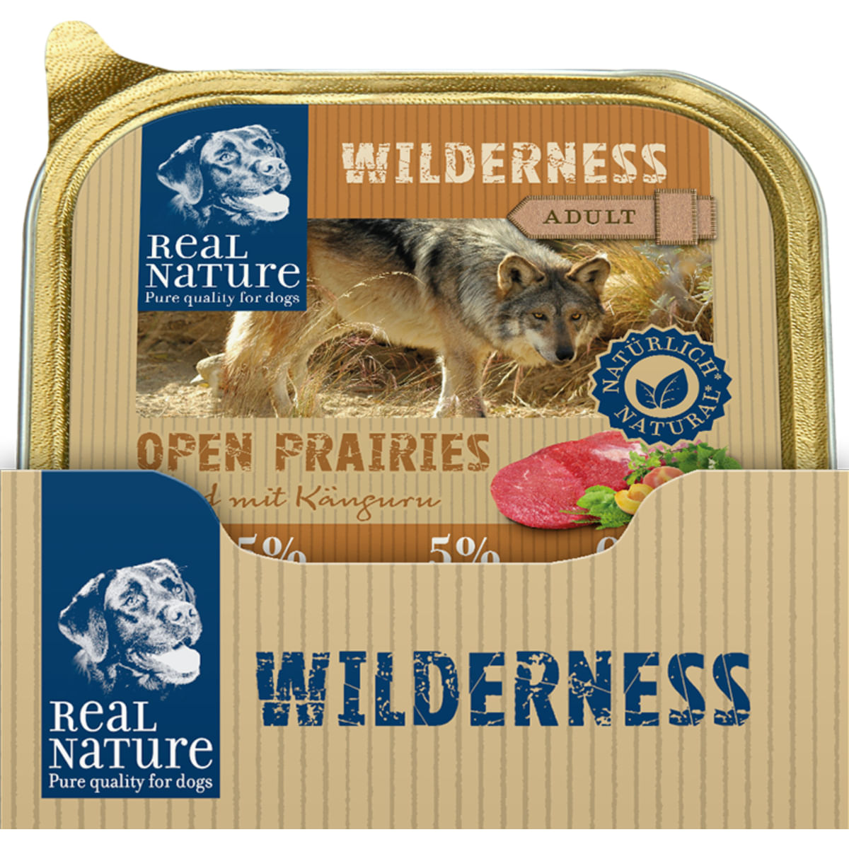 Real Nature Wilderness Dog Vaschetta Multipack 16x100G MANZO CON CANGURO