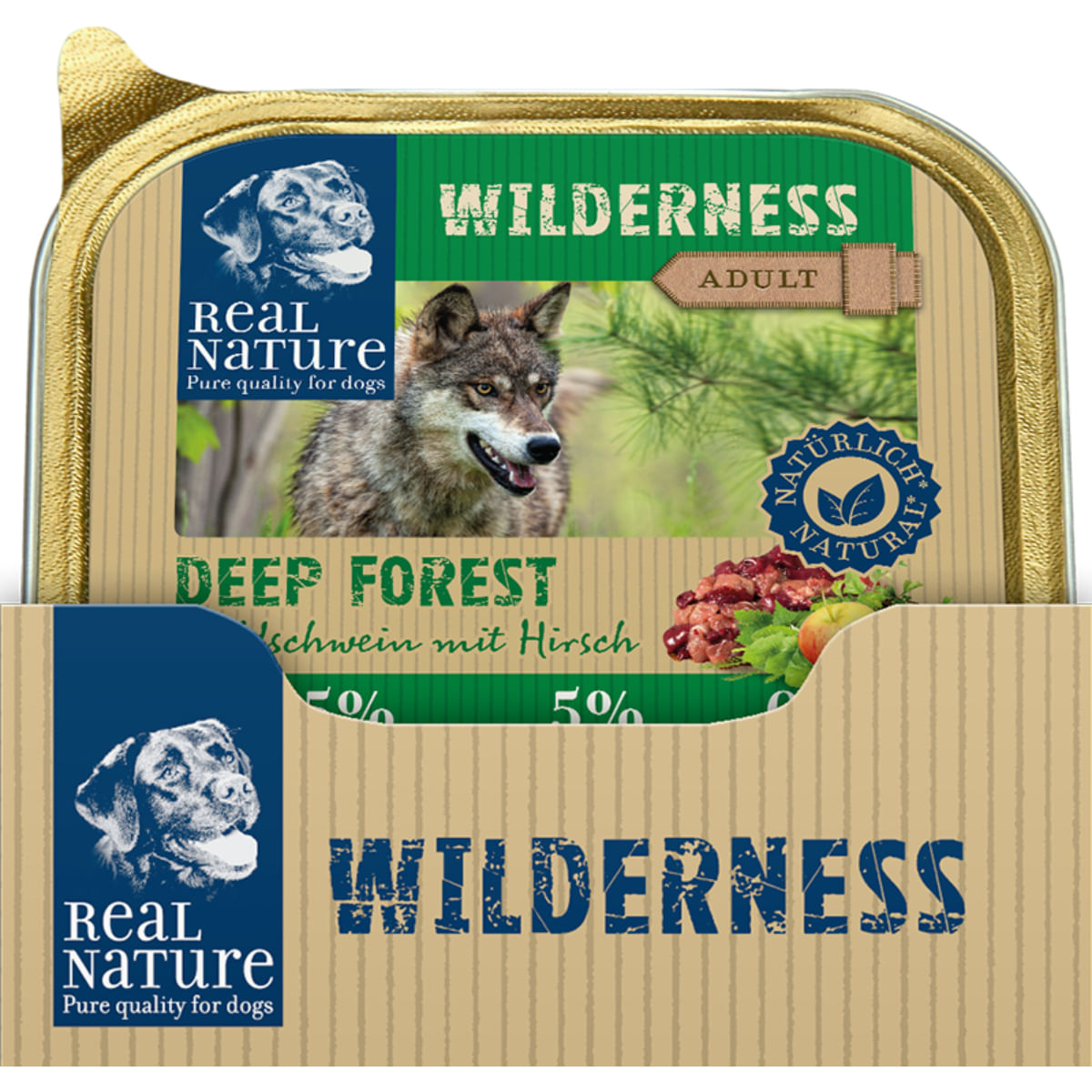 Real Nature Wilderness Dog Vaschetta Multipack 16x100G CINGHIALE CON CERVO