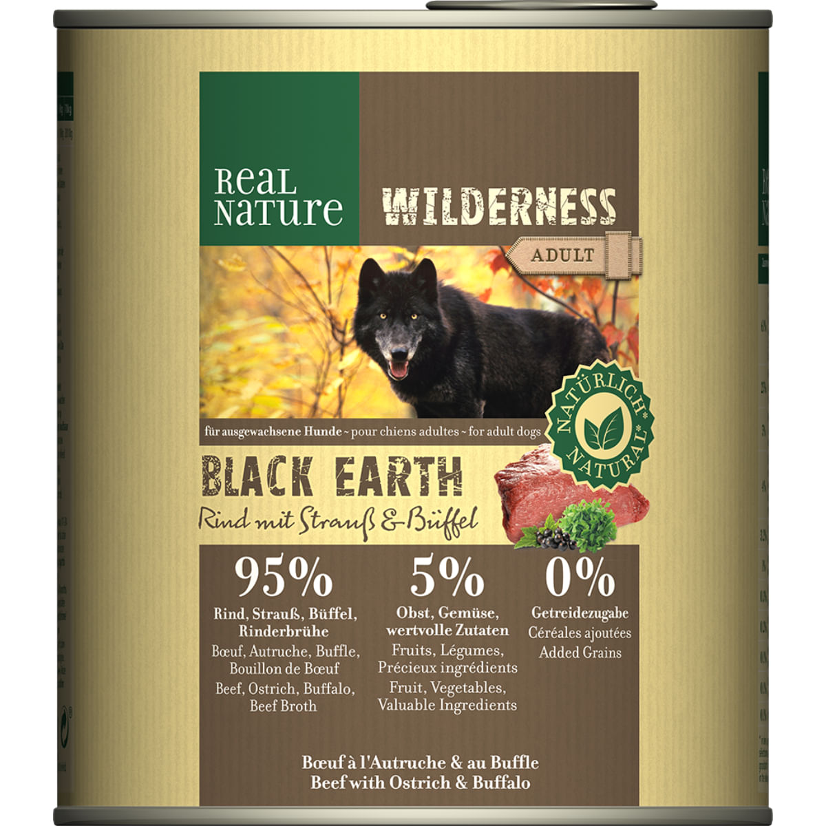 Real Nature Wilderness Dog Lattina 800G MANZO CON STRUZZO E BUFALO