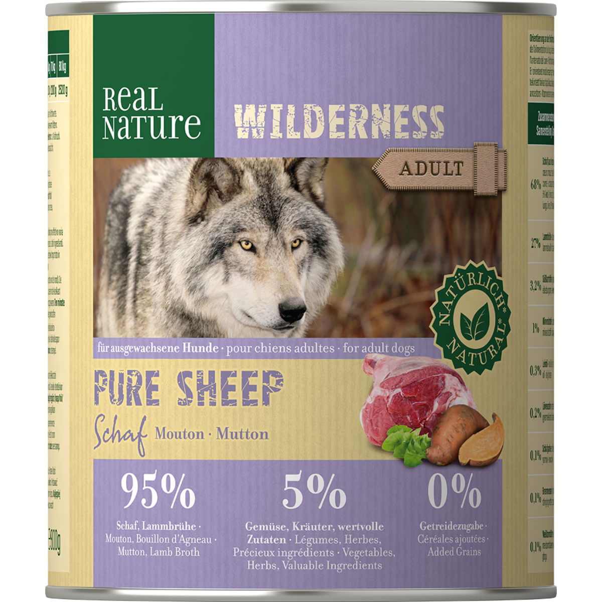Real Nature Wilderness Dog Lattina 800G PECORA