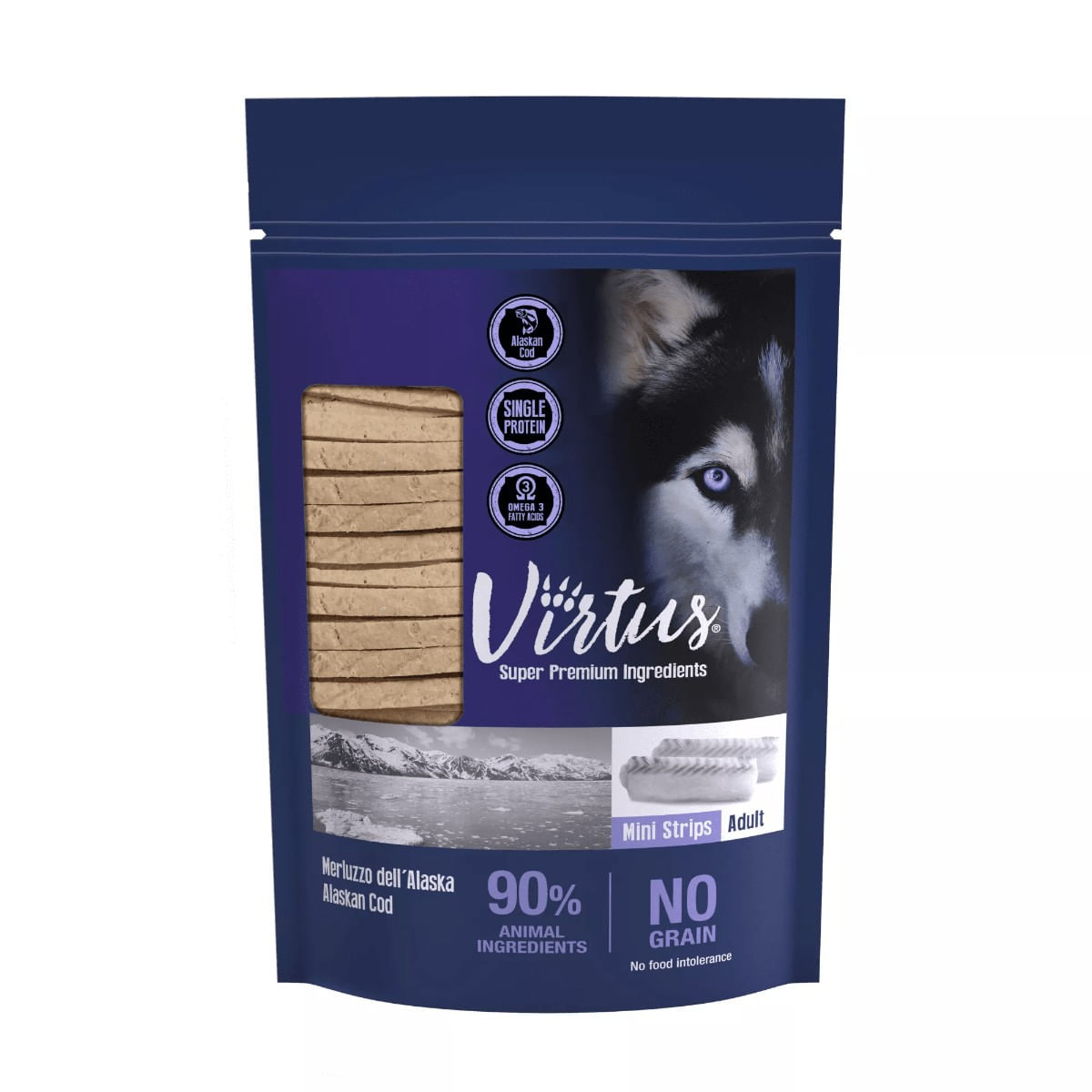 Virtus Dog Snack Mini Strips 90G MERLUZZO