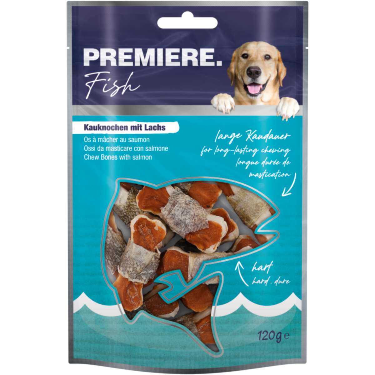 Premiere Dog Chew Snack Bones 120G SALMONE