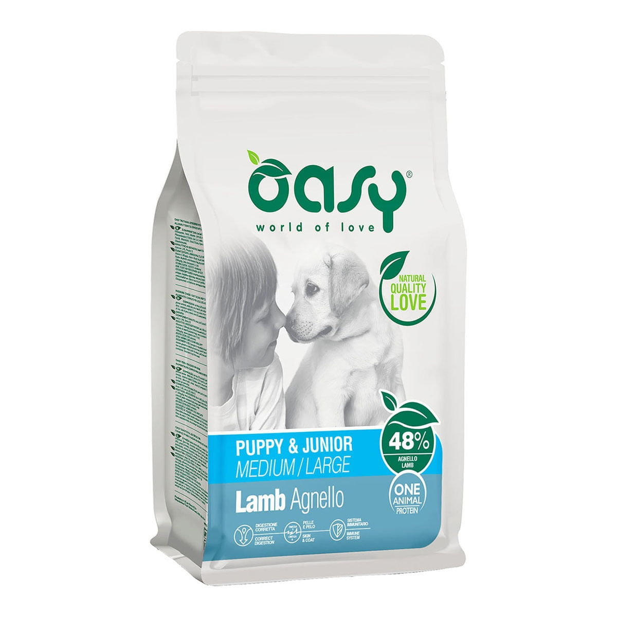 Oasy Dry Dog One Puppy Medium Large Agnello 12KG