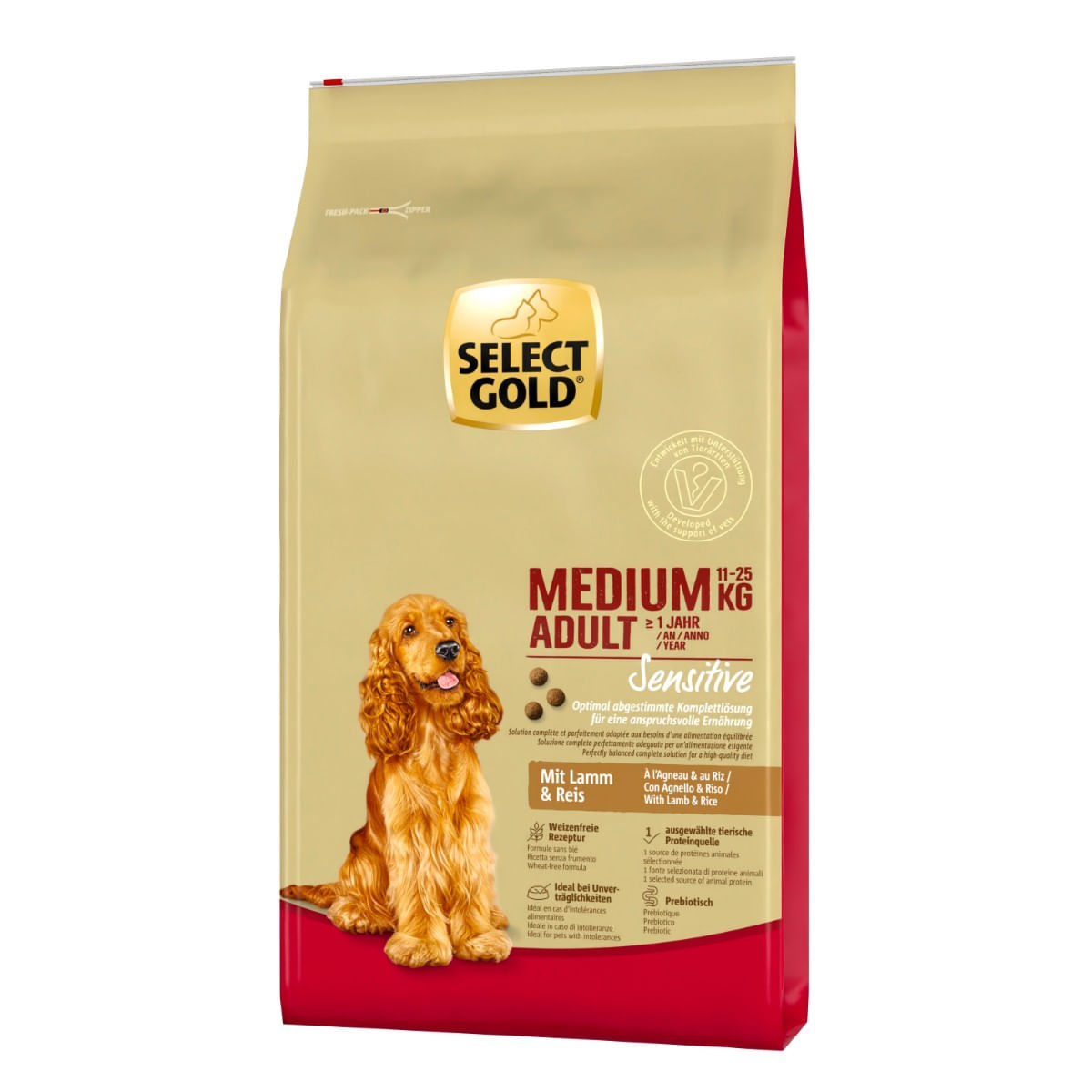 Select Gold Sensitive Medium Adult con  Agnello e Riso 12KG
