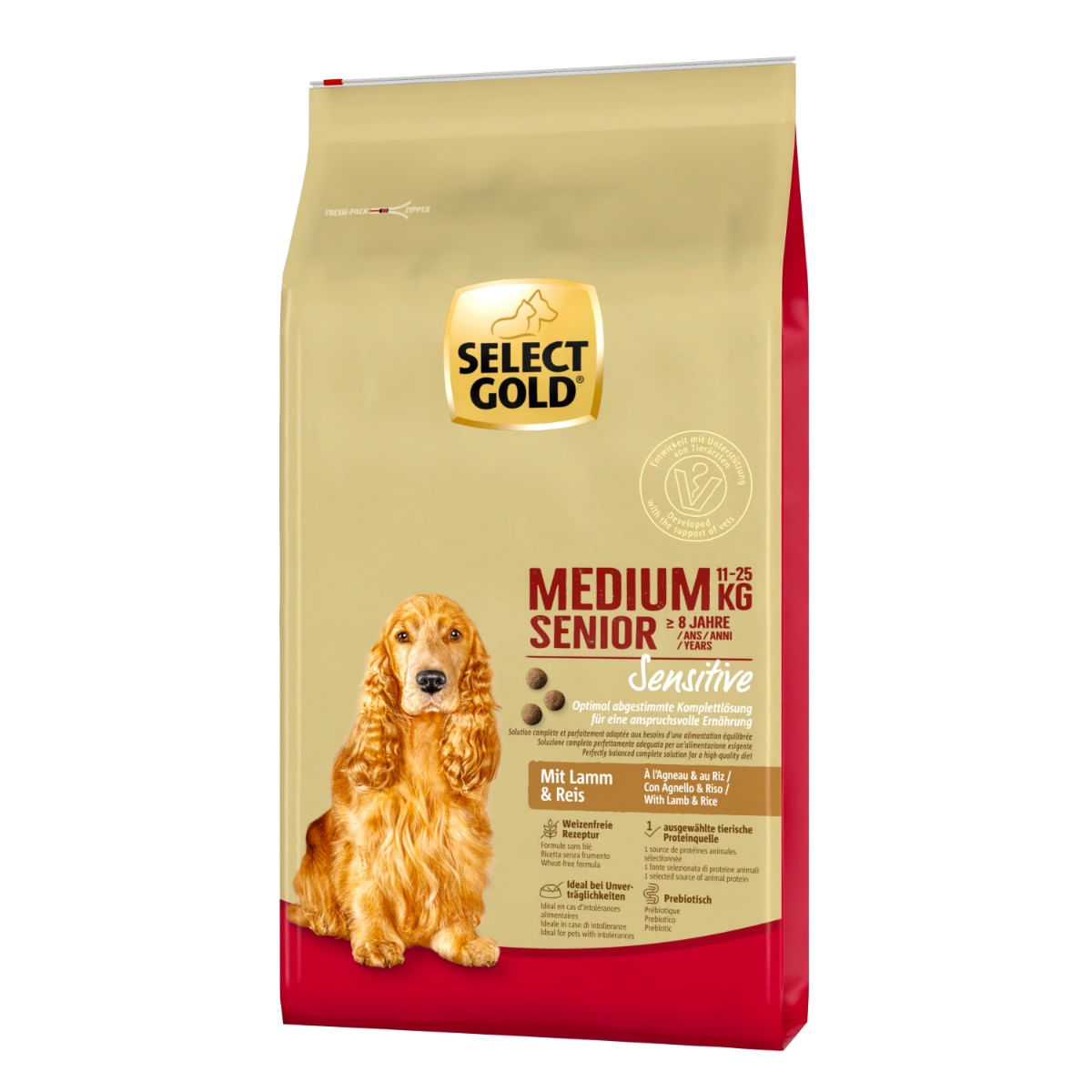 Select Gold Sensitive Medium Senior con Agnello e Riso 12KG