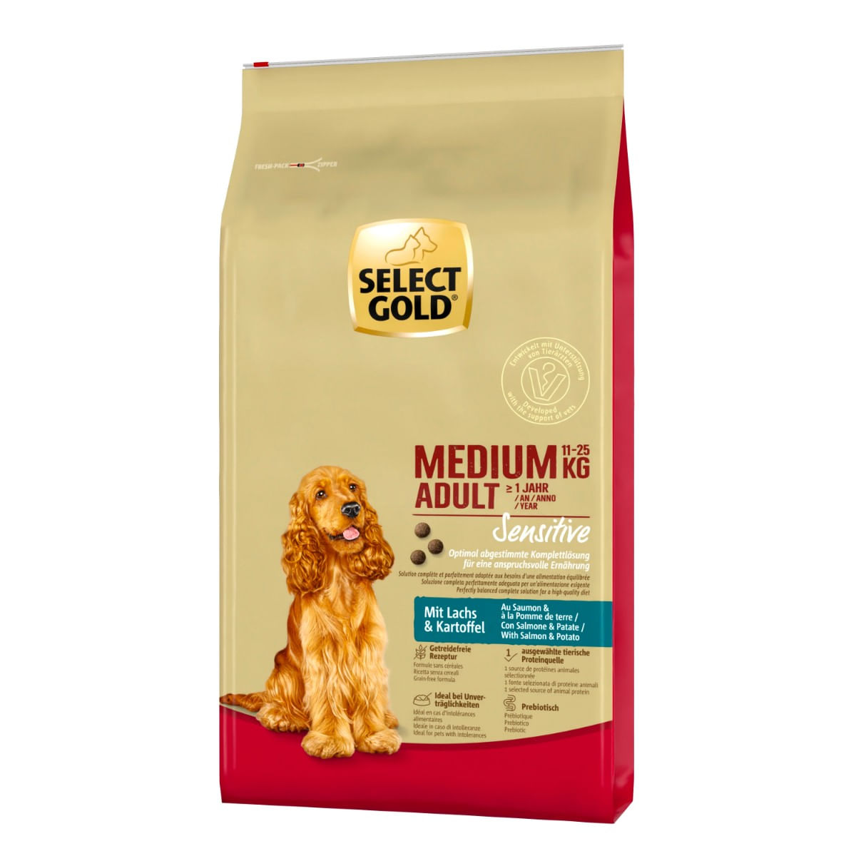 Select Gold Sensitive Medium Adult con Salmone e Patate 12KG