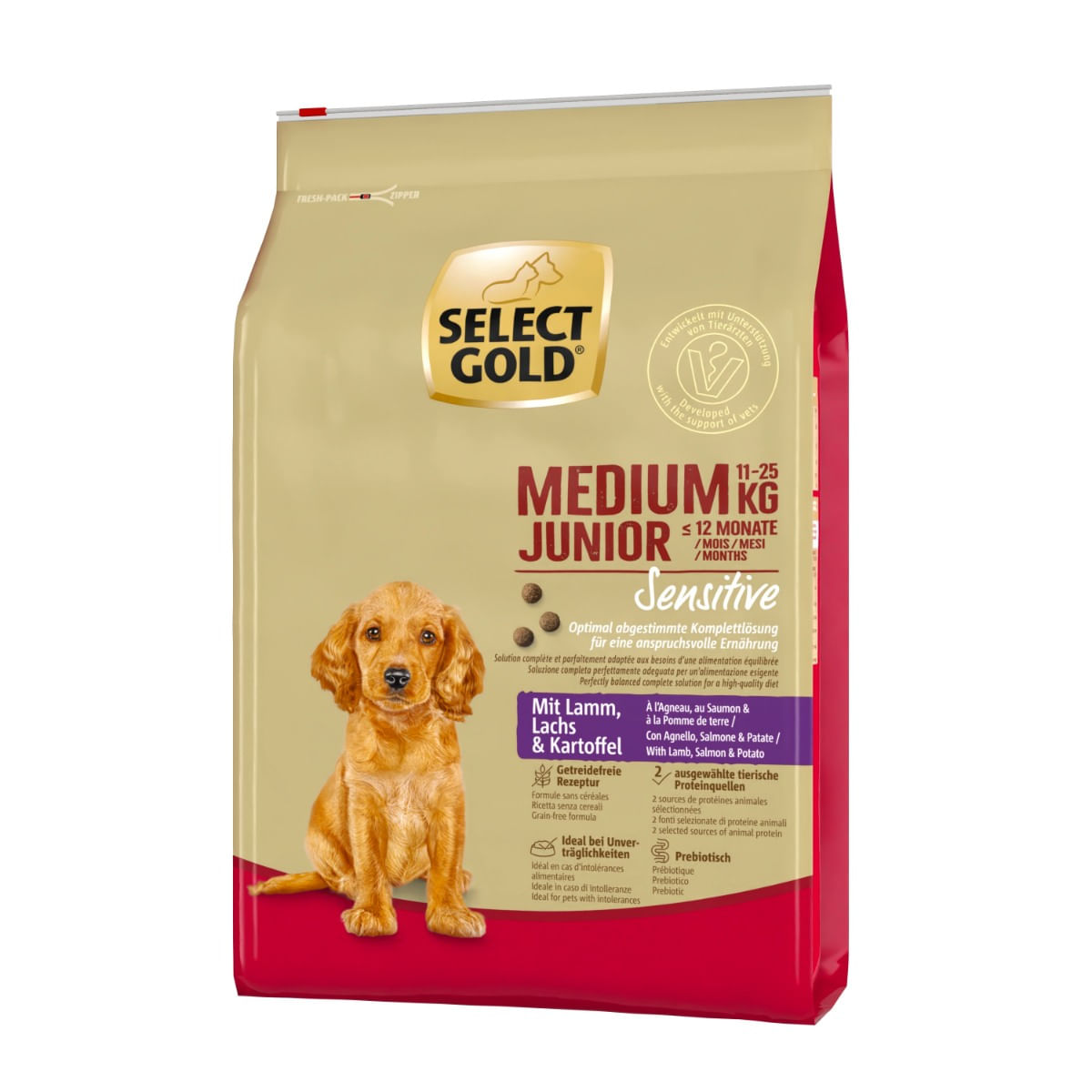 Select Gold Sensitive Medium Junior con Agnello Salmone Patate 4KG