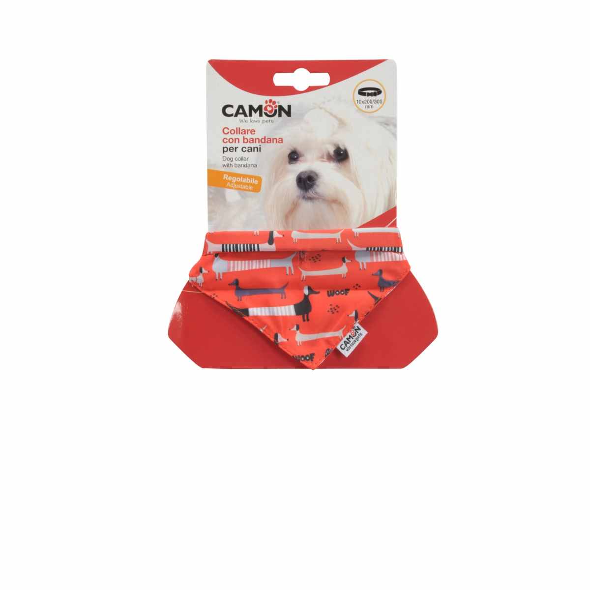 Camon Collare per Cane con Bandana Rossa 20X350/600MM