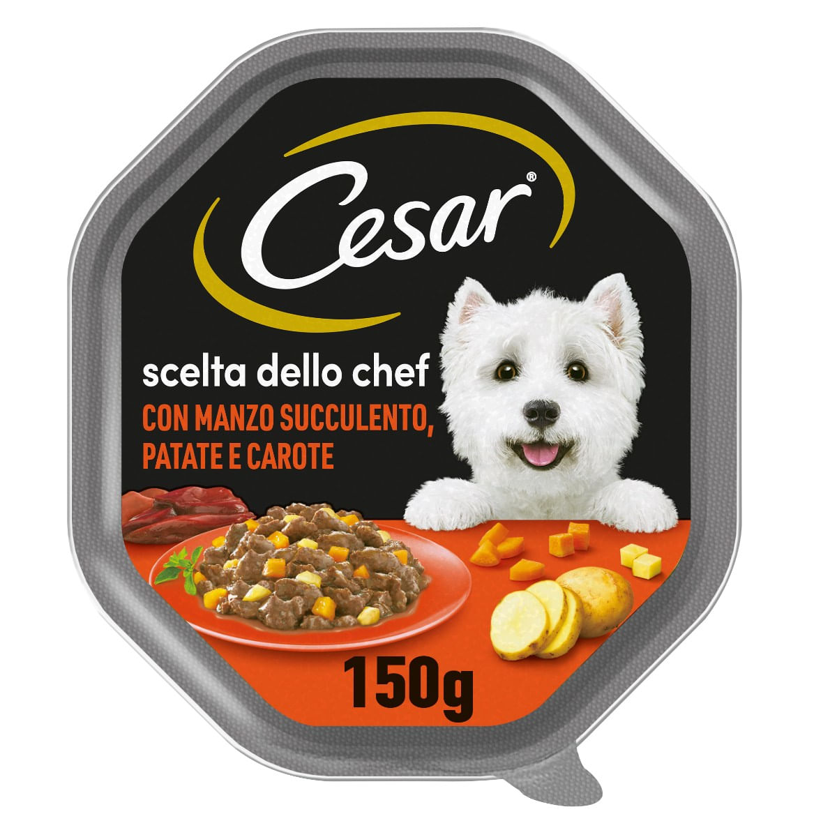 Cesar Dog Scelta dello Chef Vaschetta Multipack 14x150G MANZO CON PATATE E CAROTE