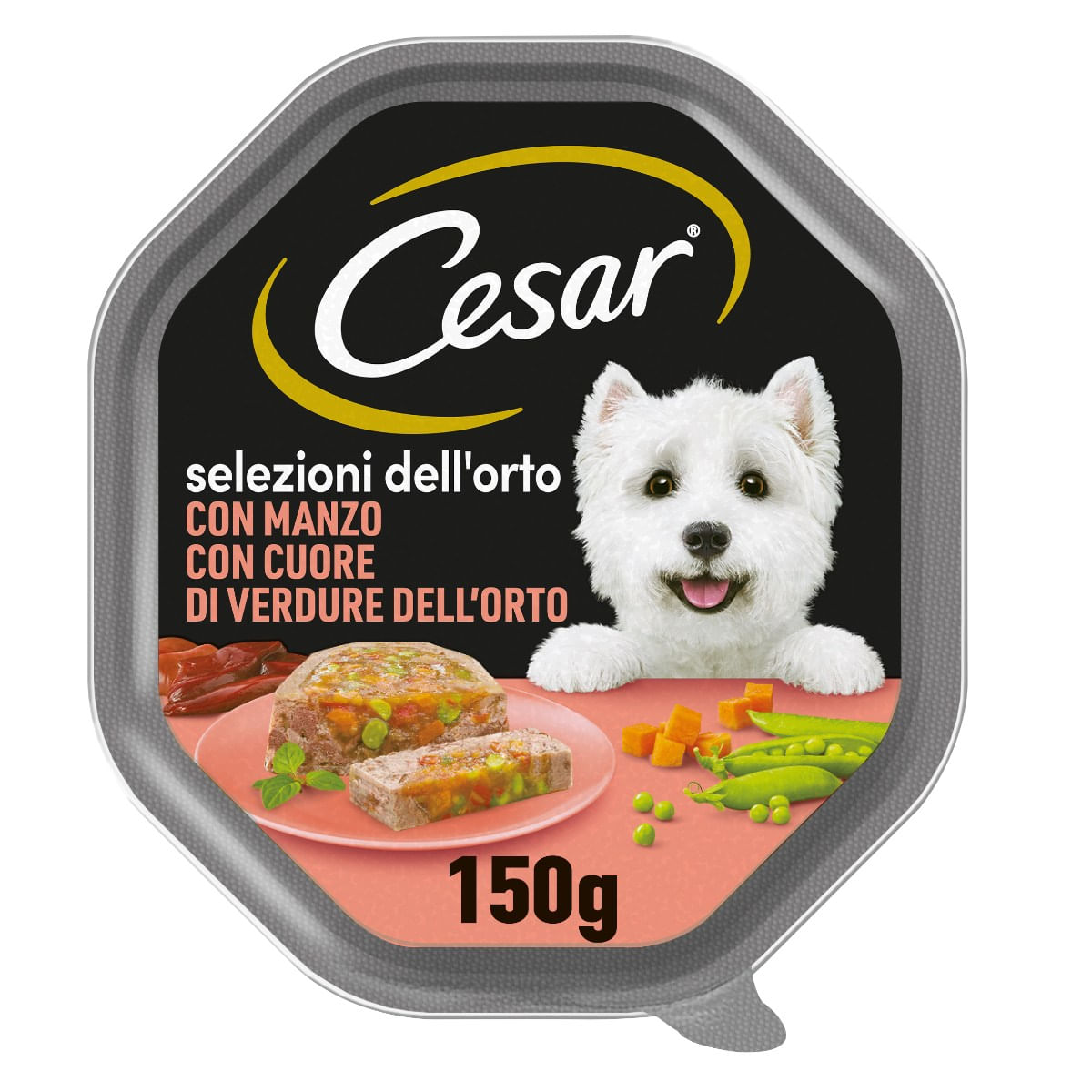 Cesar Dog Selezioni dell'Orto Vaschetta Multipack 14x150G MANZO CON CUORE DI VERDURE