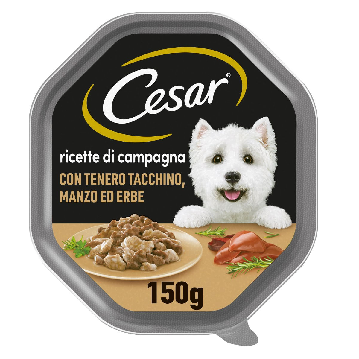 Cesar Dog Ricette di Campagna Vaschetta Multipack 14x150G TACCHINO E MANZO