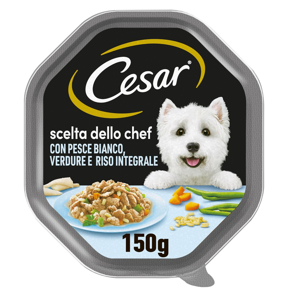 Cesar Dog Scelta dello Chef Vaschetta Multipack 14x150G PESCE CON VERDURE E RISO