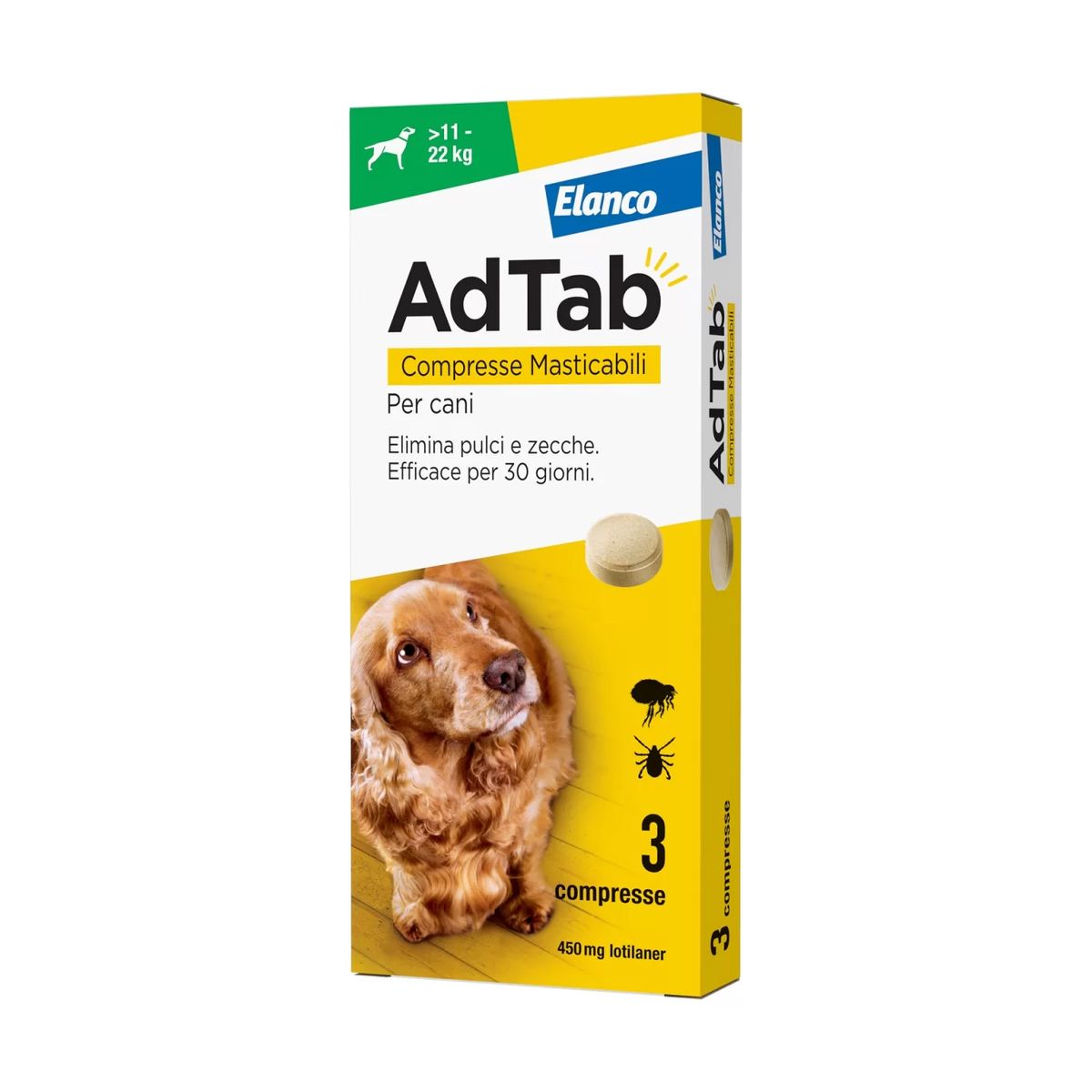 AdTab Compresse Masticabili Cane 11-22kg 450 MG 3 COMPRESSE