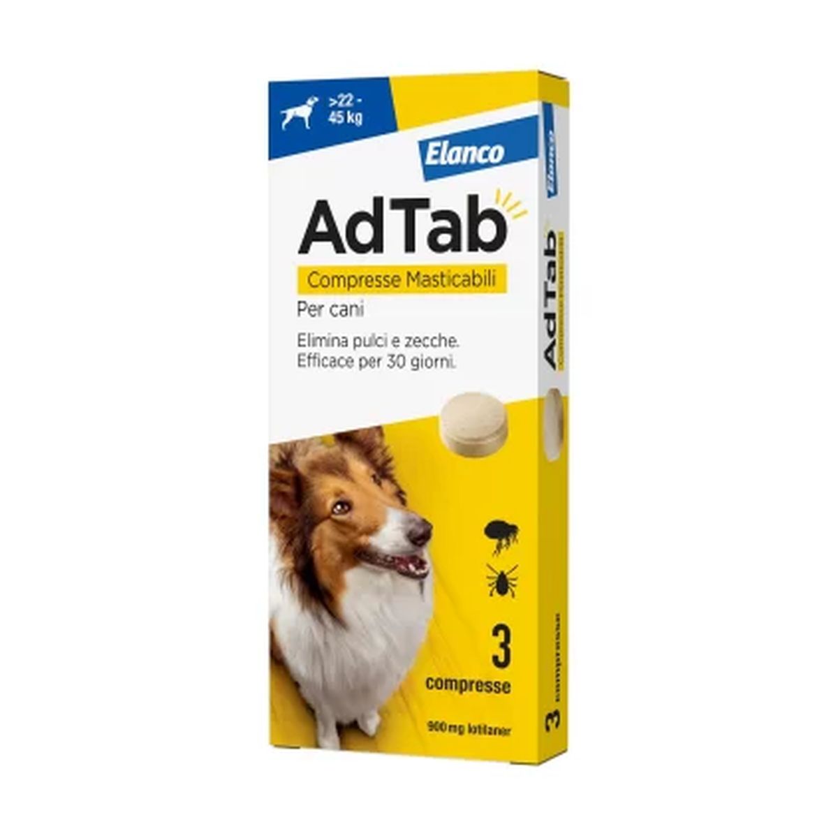 AdTab Compresse Masticabili Cane 22-45kg 900 MG 3 COMPRESSE