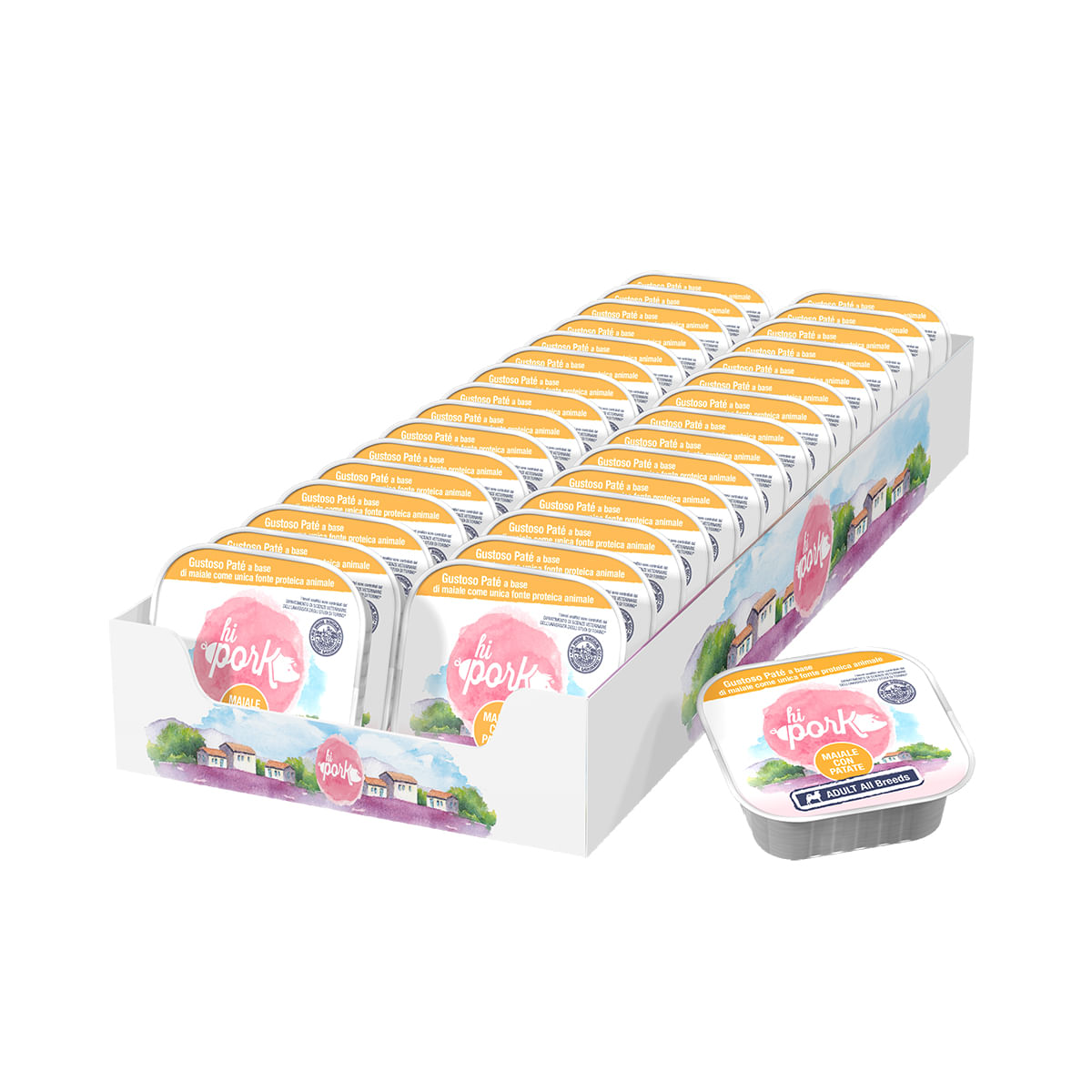 Hi Pork Dog Vaschetta Multipack 32x100G MAIALE CON PATATE