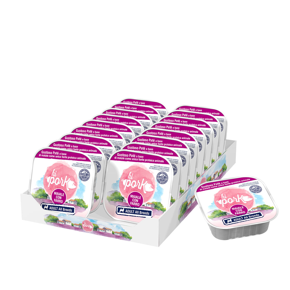 Hi Pork Dog Vaschetta Multipack 18x300G MAIALE CON FARRO