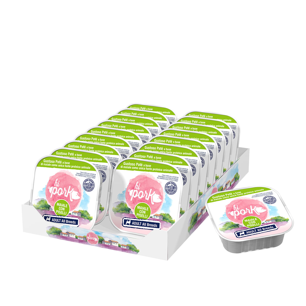 Hi Pork Dog Vaschetta Multipack 18x300G MAIALE CON PISELLI