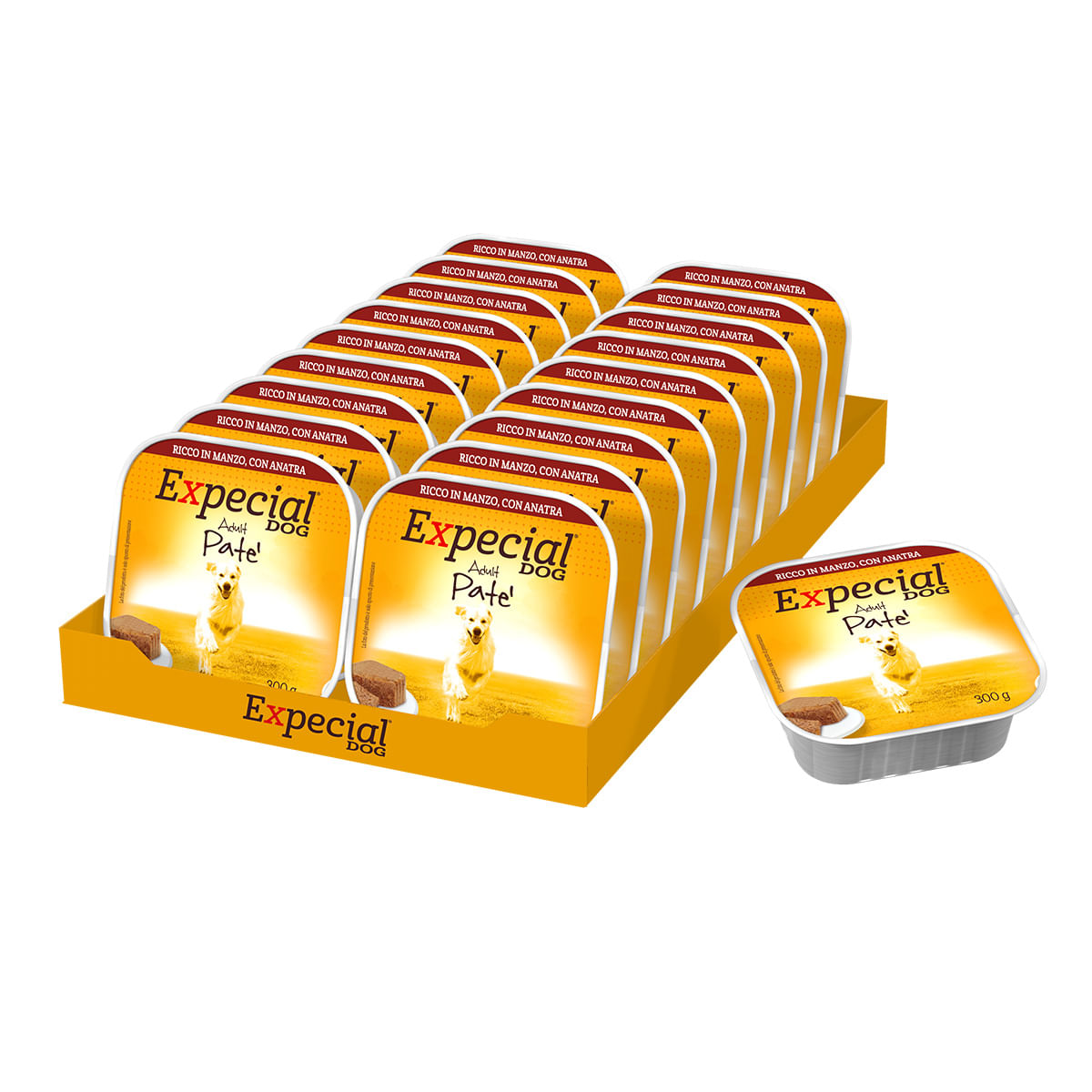 Expecial Dog Vaschetta Multipack 18x300G MANZO CON ANATRA