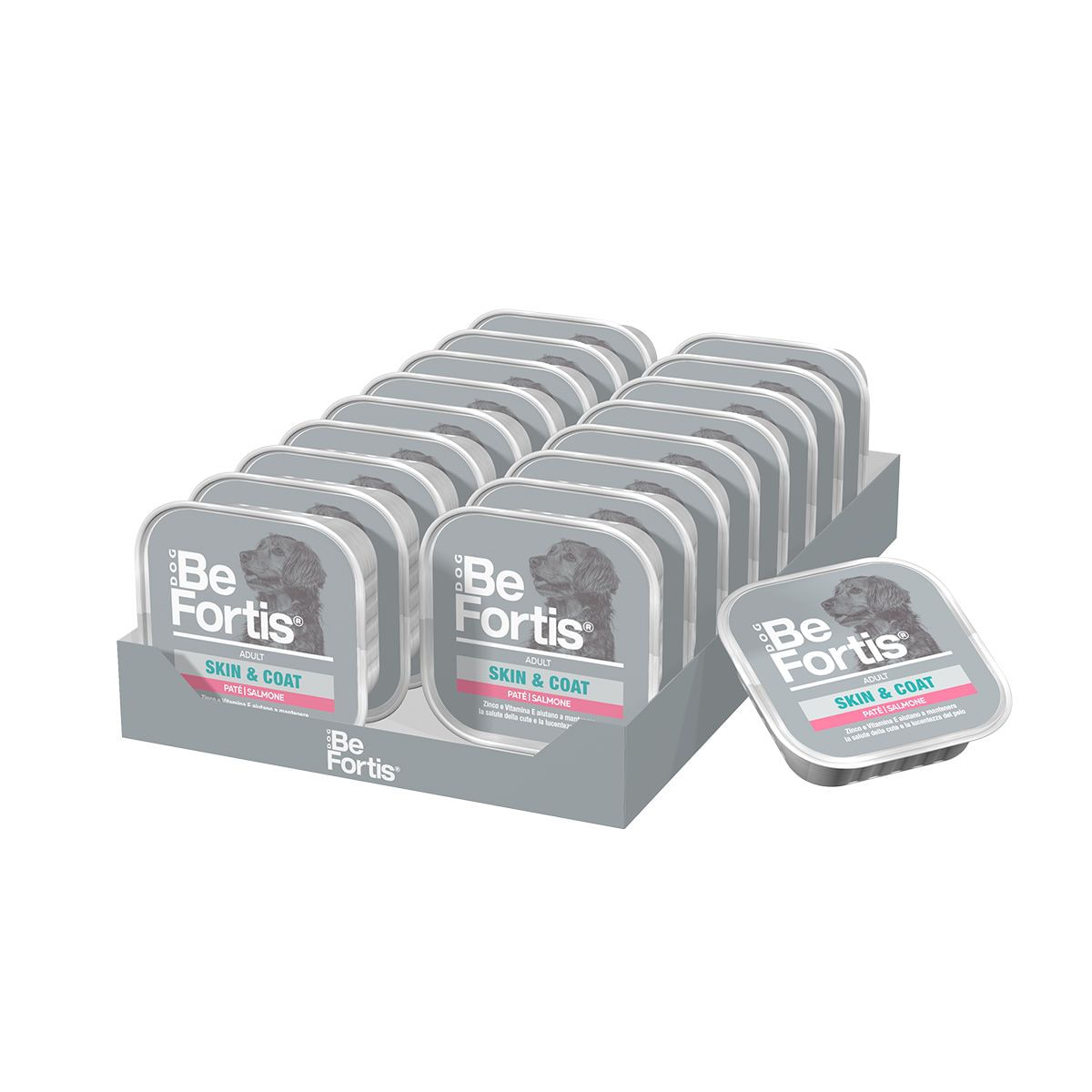 BeFortis Dog Skin and Coat Vaschetta Multipack 18x300G SALMONE