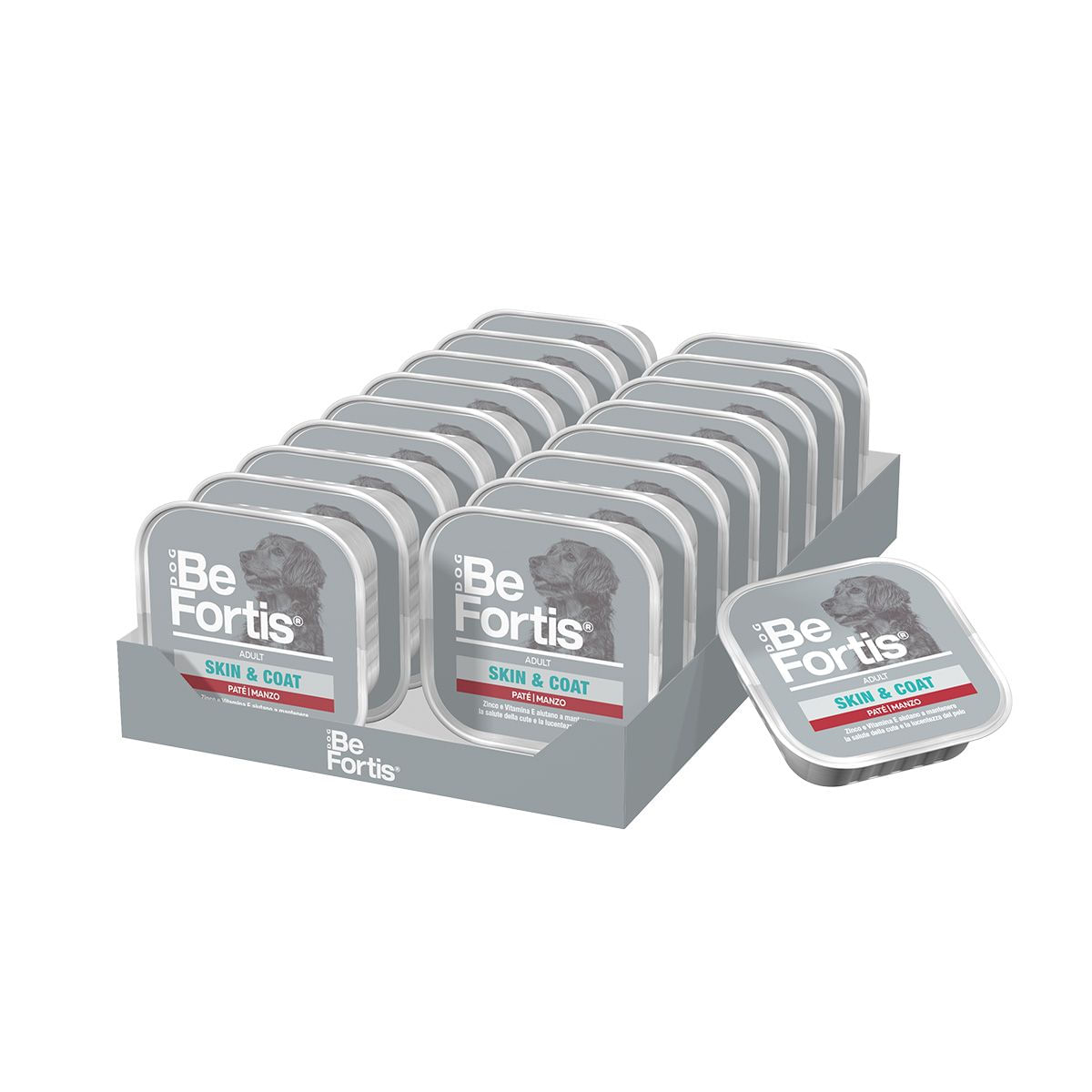 BeFortis Dog Skin and Coat Vaschetta Multipack 18x300G MANZO