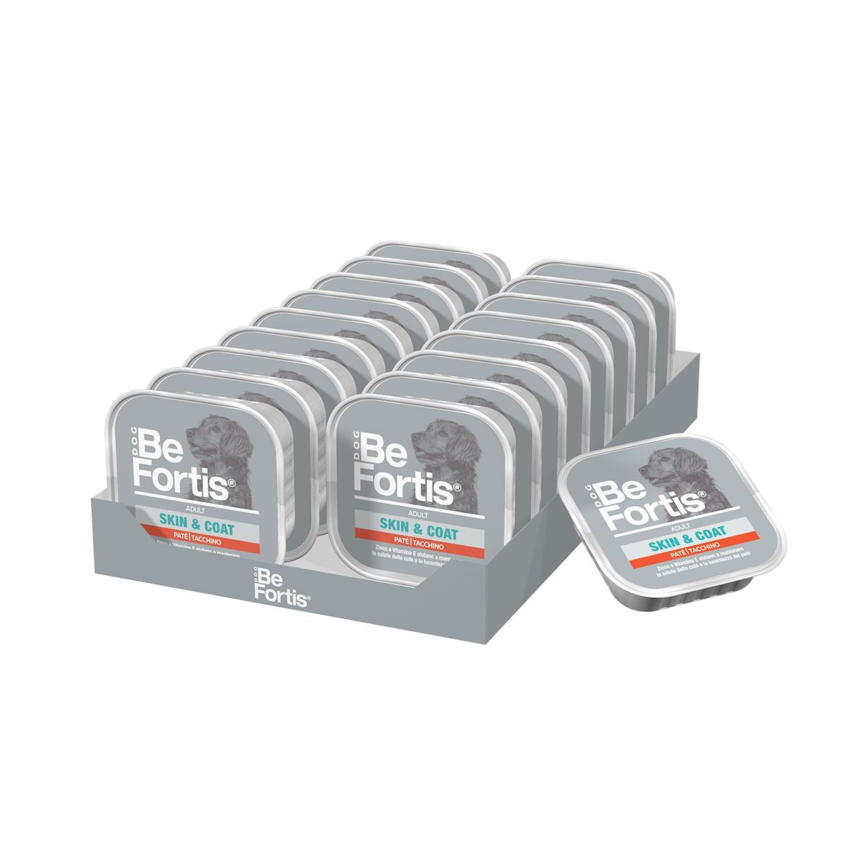 BeFortis Dog Skin and Coat Vaschetta Multipack 18x300G TACCHINO