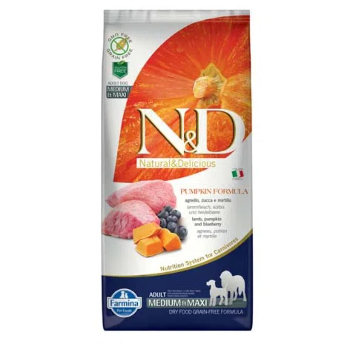 N&D Pumpkin Adult Medium Maxi Agnello Zucca e Mirtillo 12KG