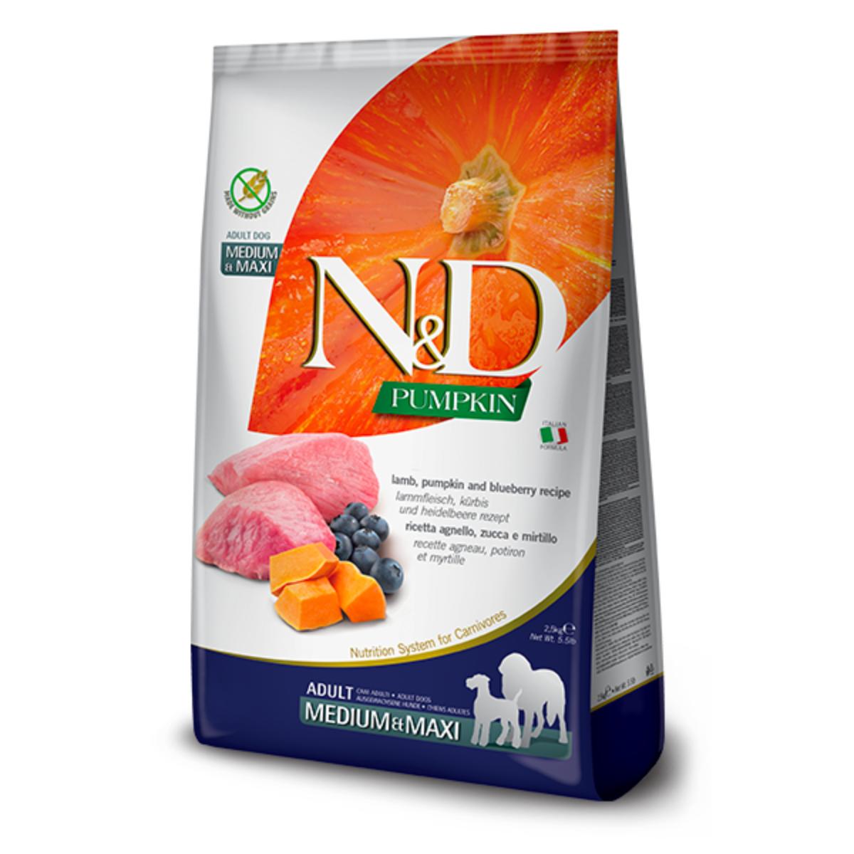 N&D Pumpkin Adult Medium Maxi Agnello Zucca e Mirtillo 2.5KG