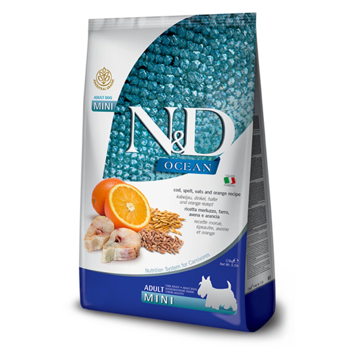 N&D Ocean Adult Mini Merluzzo e Arancia 2.5KG