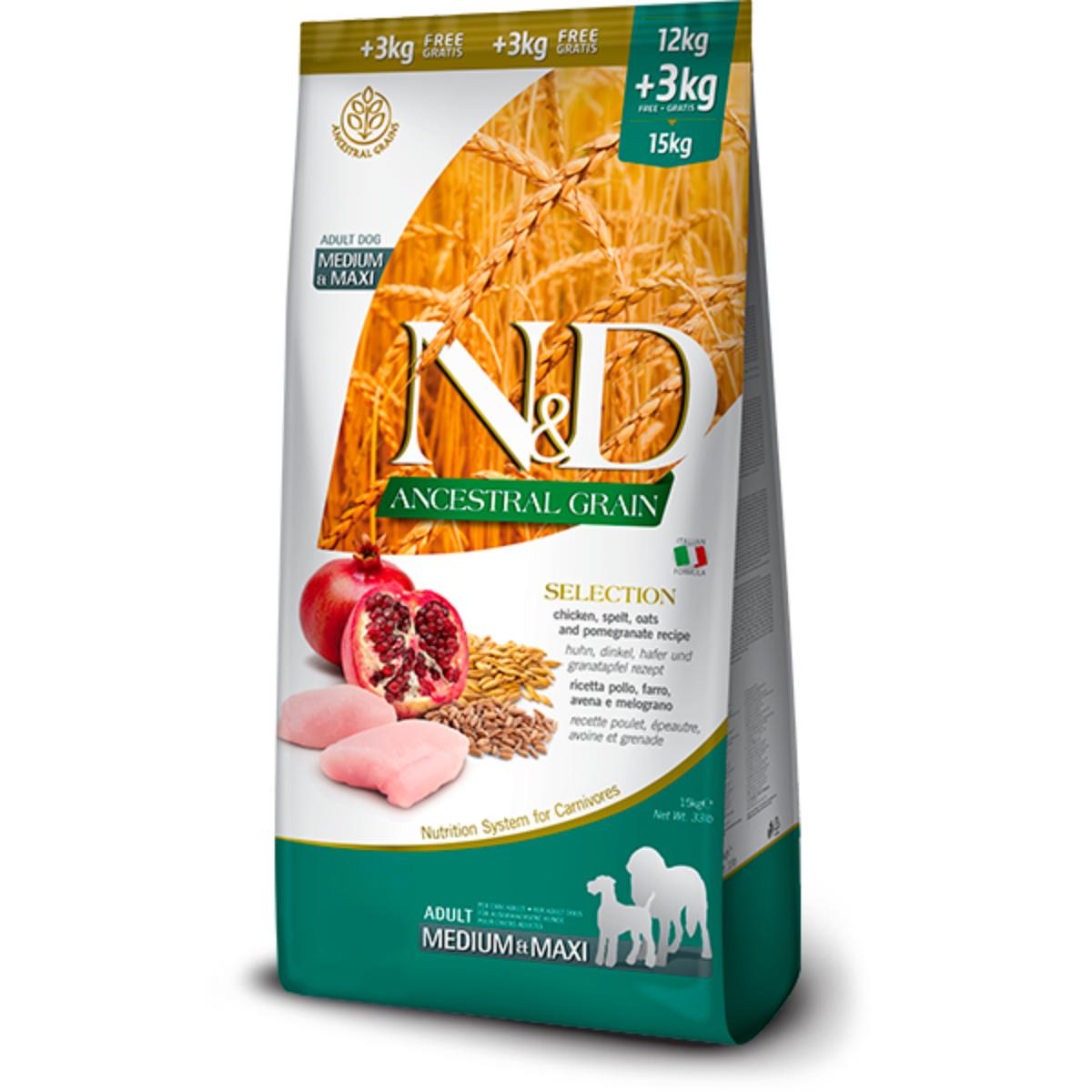 N&D Ancestral Selection Adult Medium Maxi Pollo e Melograno