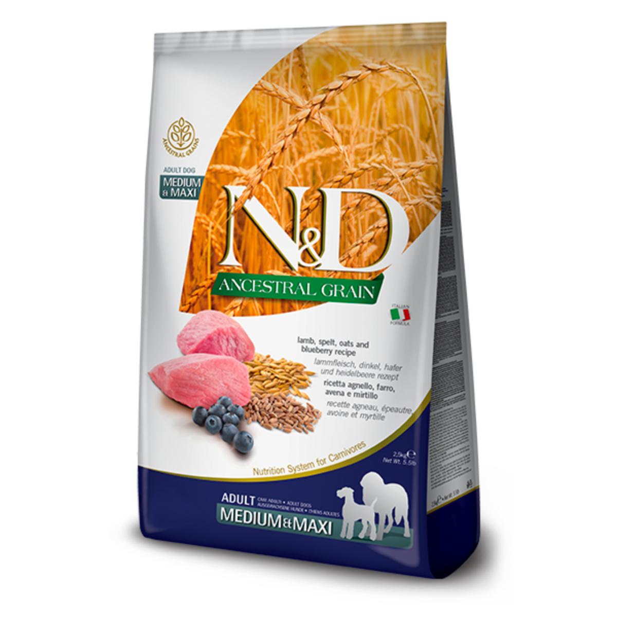 N&D Ancestral Adult Medium Maxi Agnello e Mirtilli