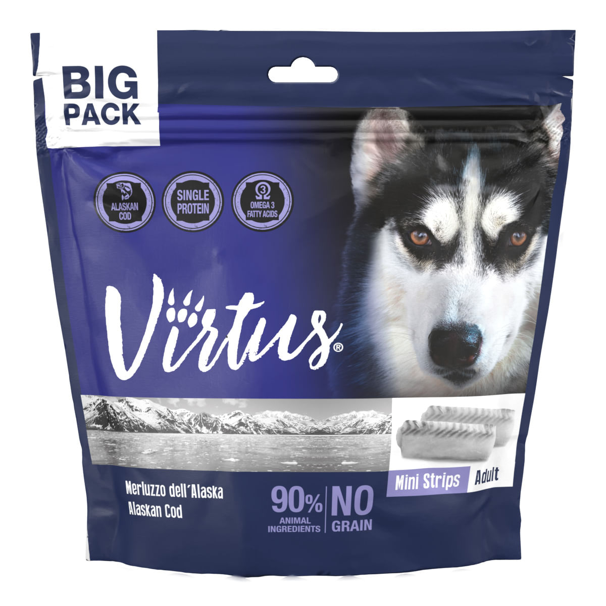Virtus Snack Dog Mini Strips 500G MERLUZZO DELL'ALASKA