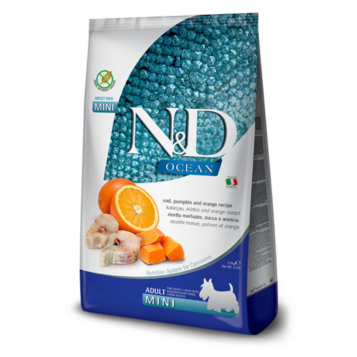 N&D Ocean Adult Mini Merluzzo Zucca e Arancia 7KG