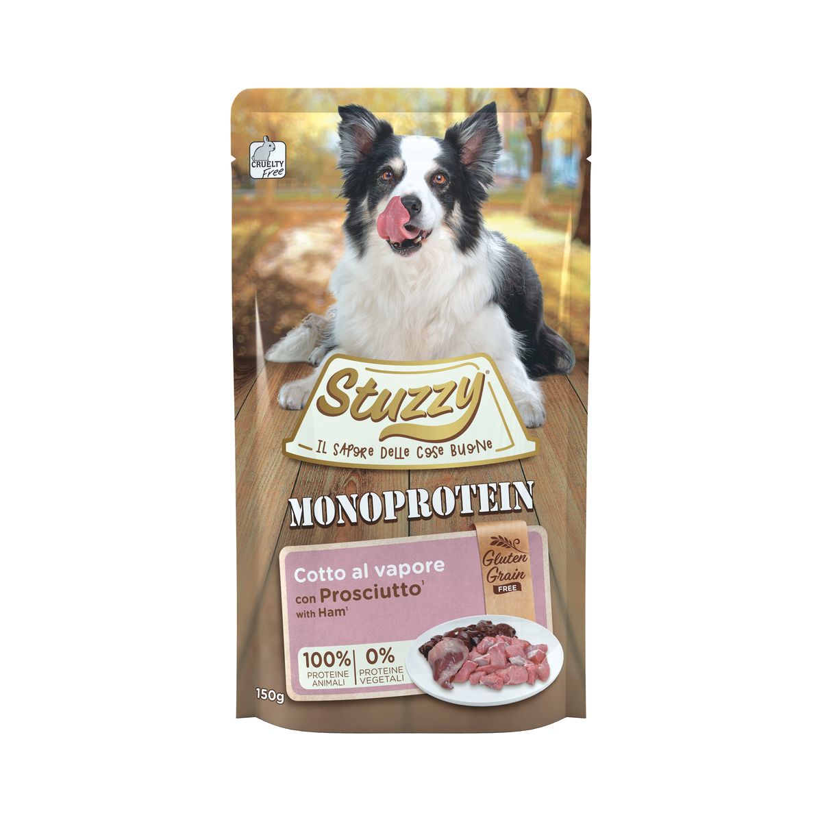 Stuzzy Dog Monoprotein Busta Multipack 12x150G PROSCIUTTO