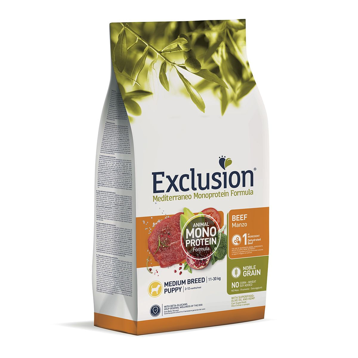 Exclusion Dog Mediterraneo Monoprotein Medium Puppy al Manzo 3KG
