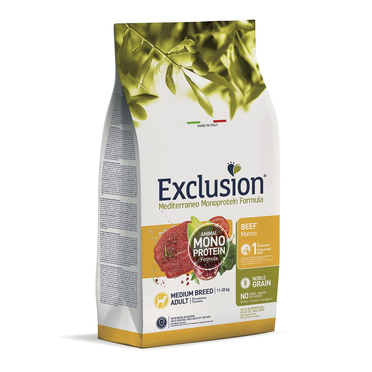 Exclusion Dog Mediterraneo Monoprotein Medium Adult al Manzo 3KG