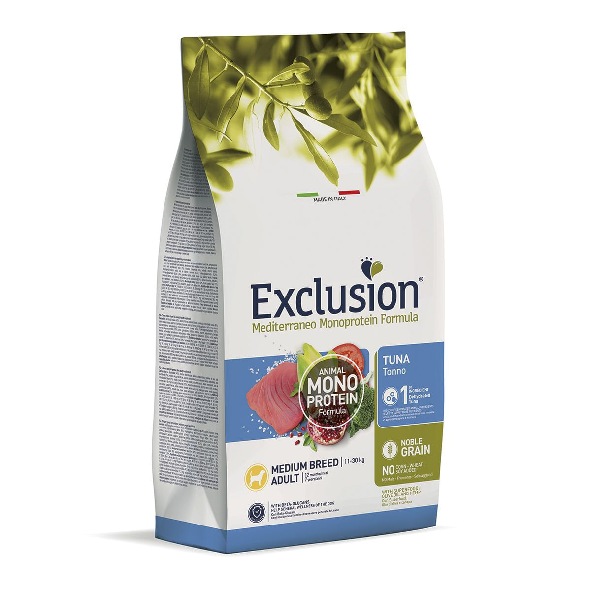 Exclusion Dog Mediterraneo Monoprotein Medium Adult al Tonno 3KG