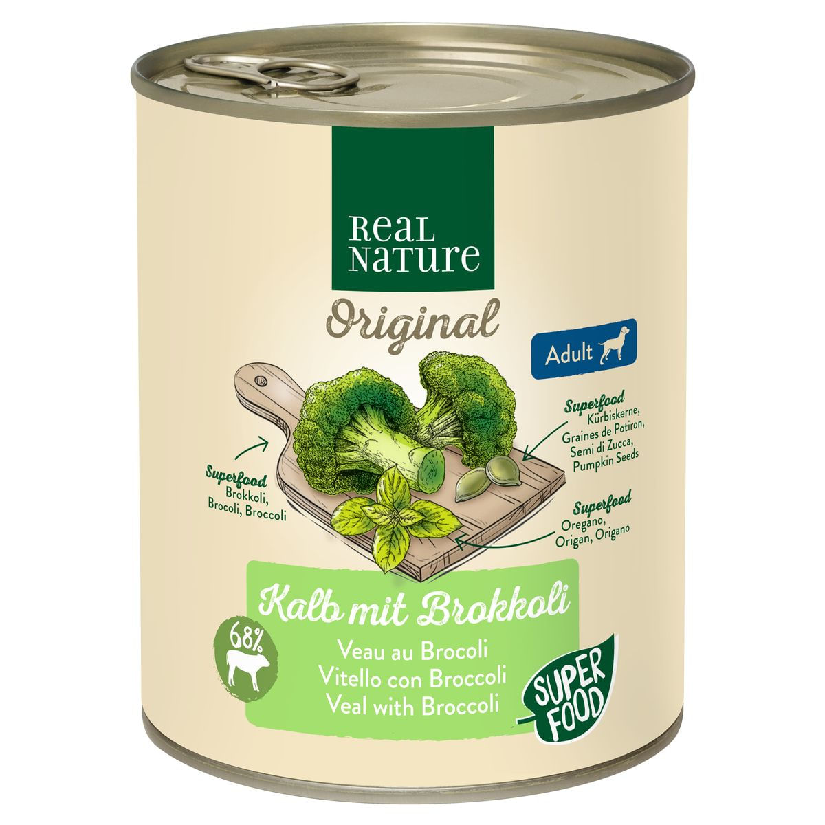 Real Nature Dog Lattina 800G VITELLO CON BROCCOLI
