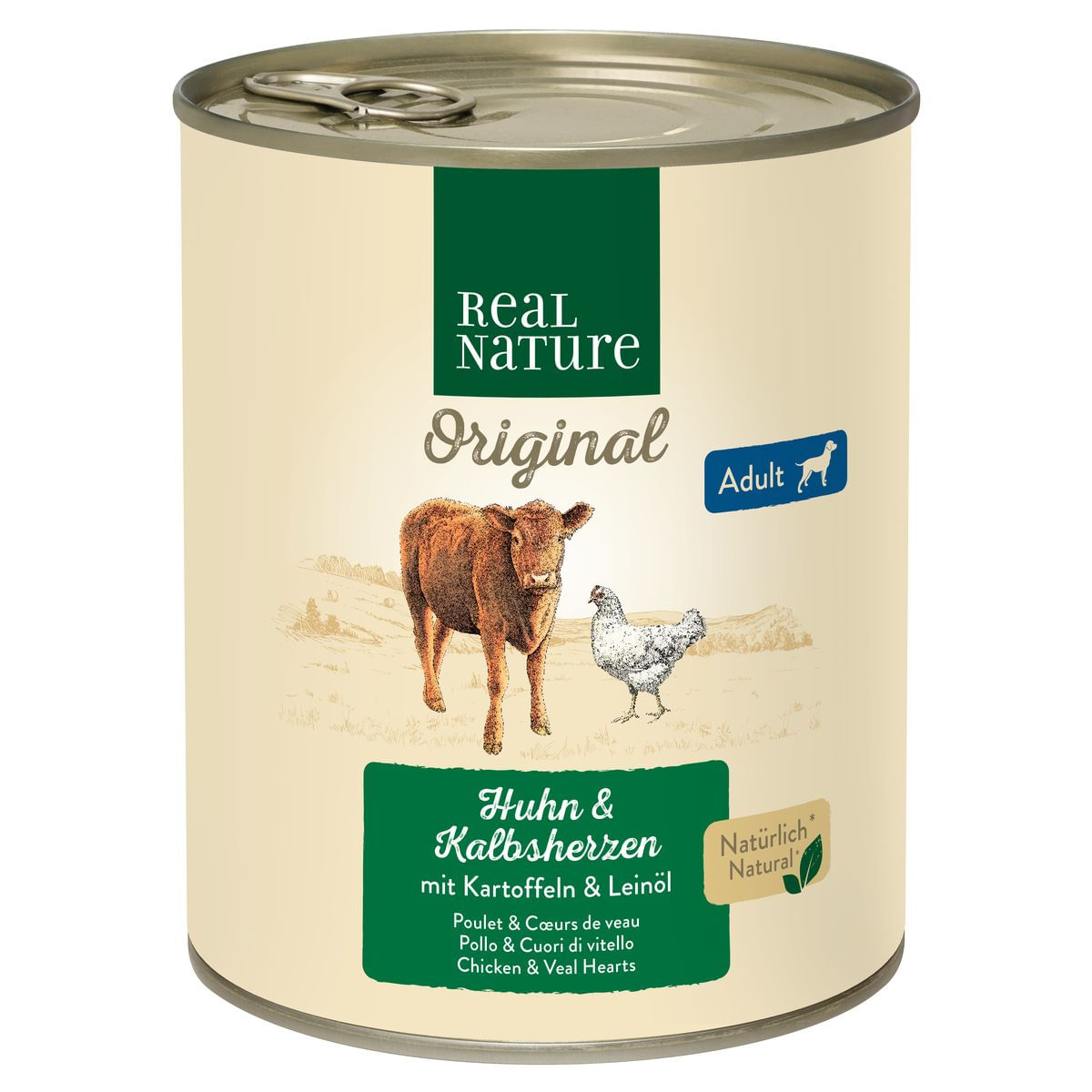 Real Nature Dog Lattina 800G CUORE DI VITELLO E POLLO
