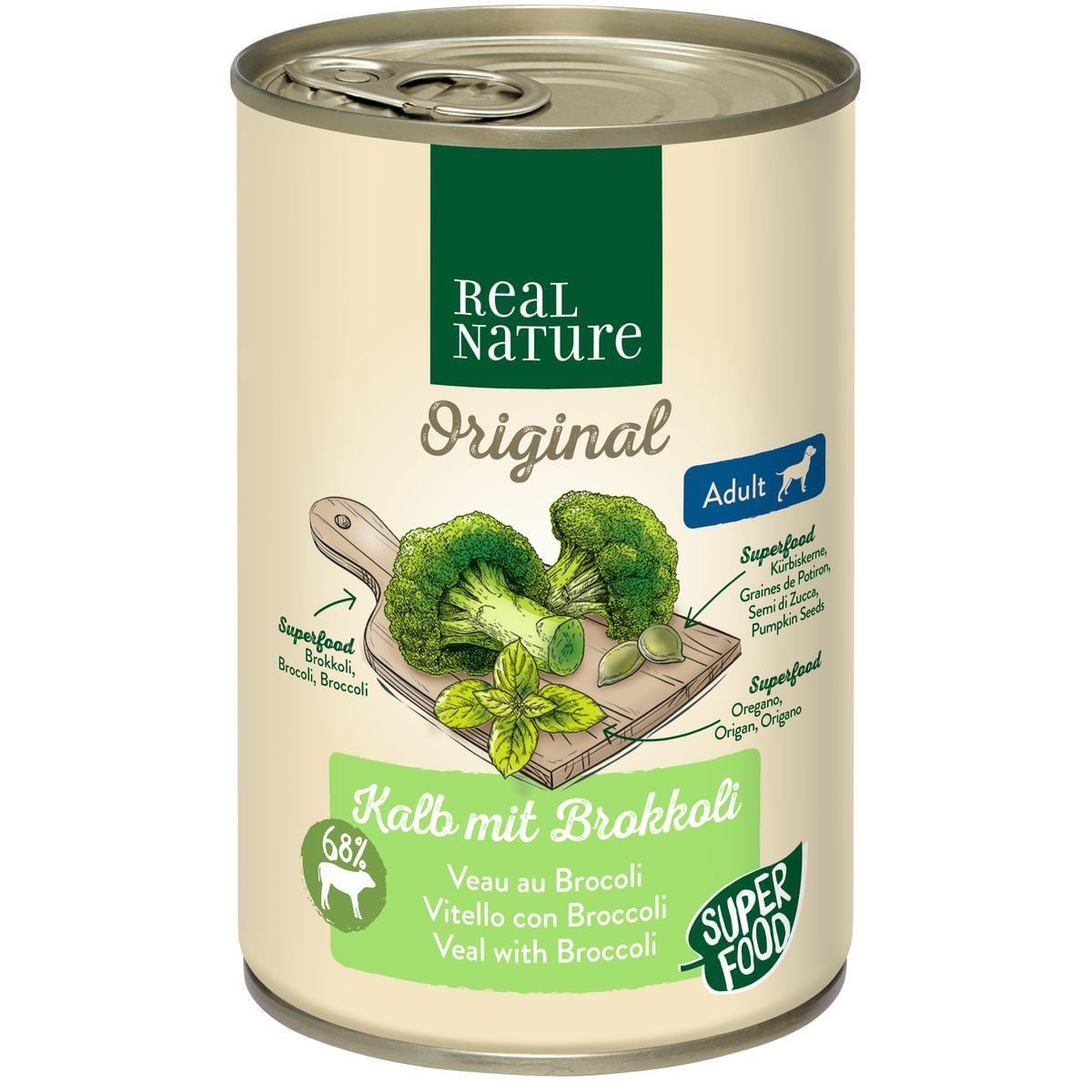 Real Nature Dog Lattina 400G VITELLO CON BROCCOLI