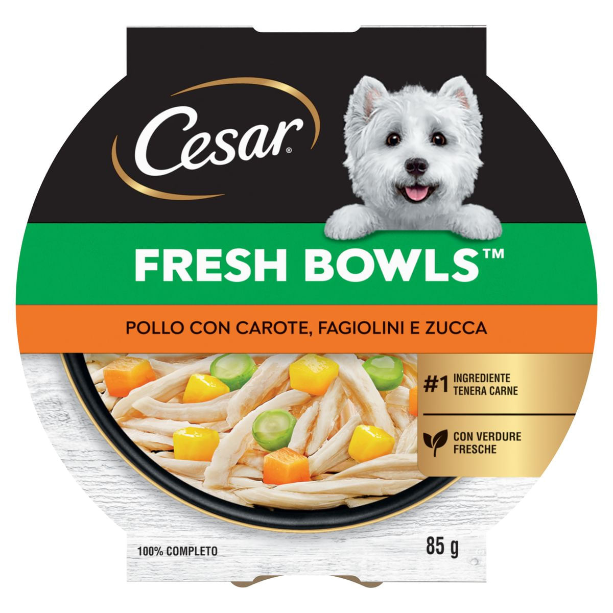 Cesar Dog Vaschetta Fresh Bowls Multipack 10x85G POLLO CON CAROTE