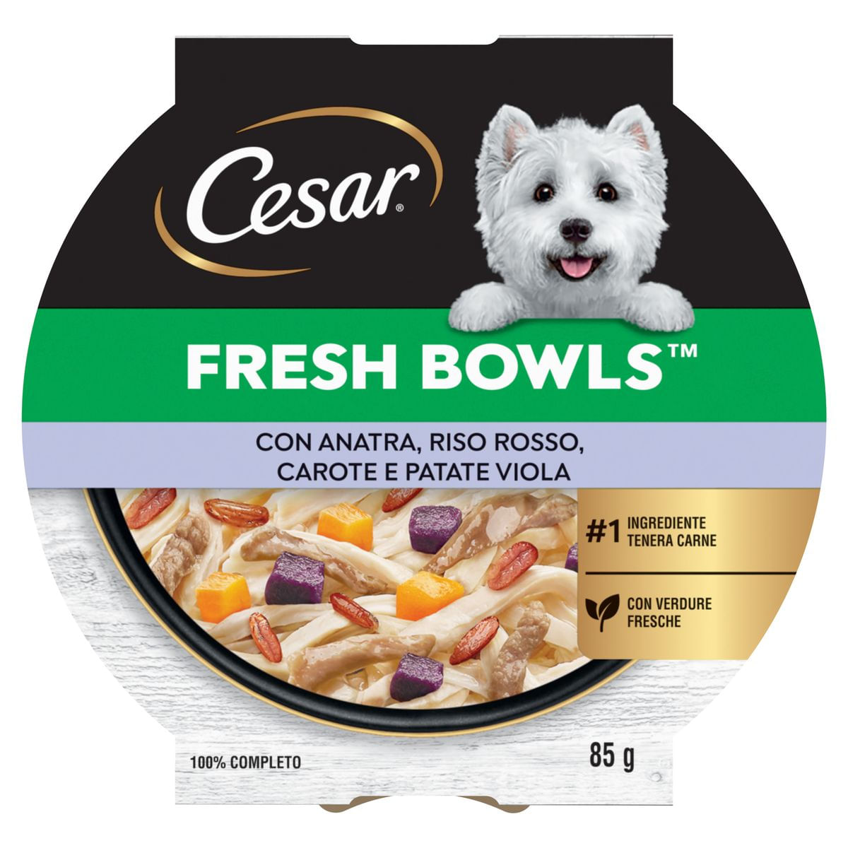 Cesar Dog Vaschetta Fresh Bowls Multipack 10x85G ANATRA CON RISO ROSSO